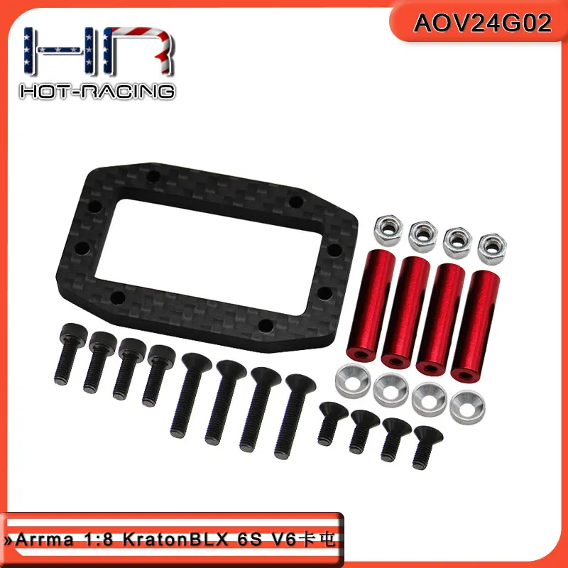 Hot Racing AOV24G02 Graphite Steering Servo Mount w/ Red Alum Posts Rep ARA320574 for 1/8 Arrma Kraton 6S V6/EXB