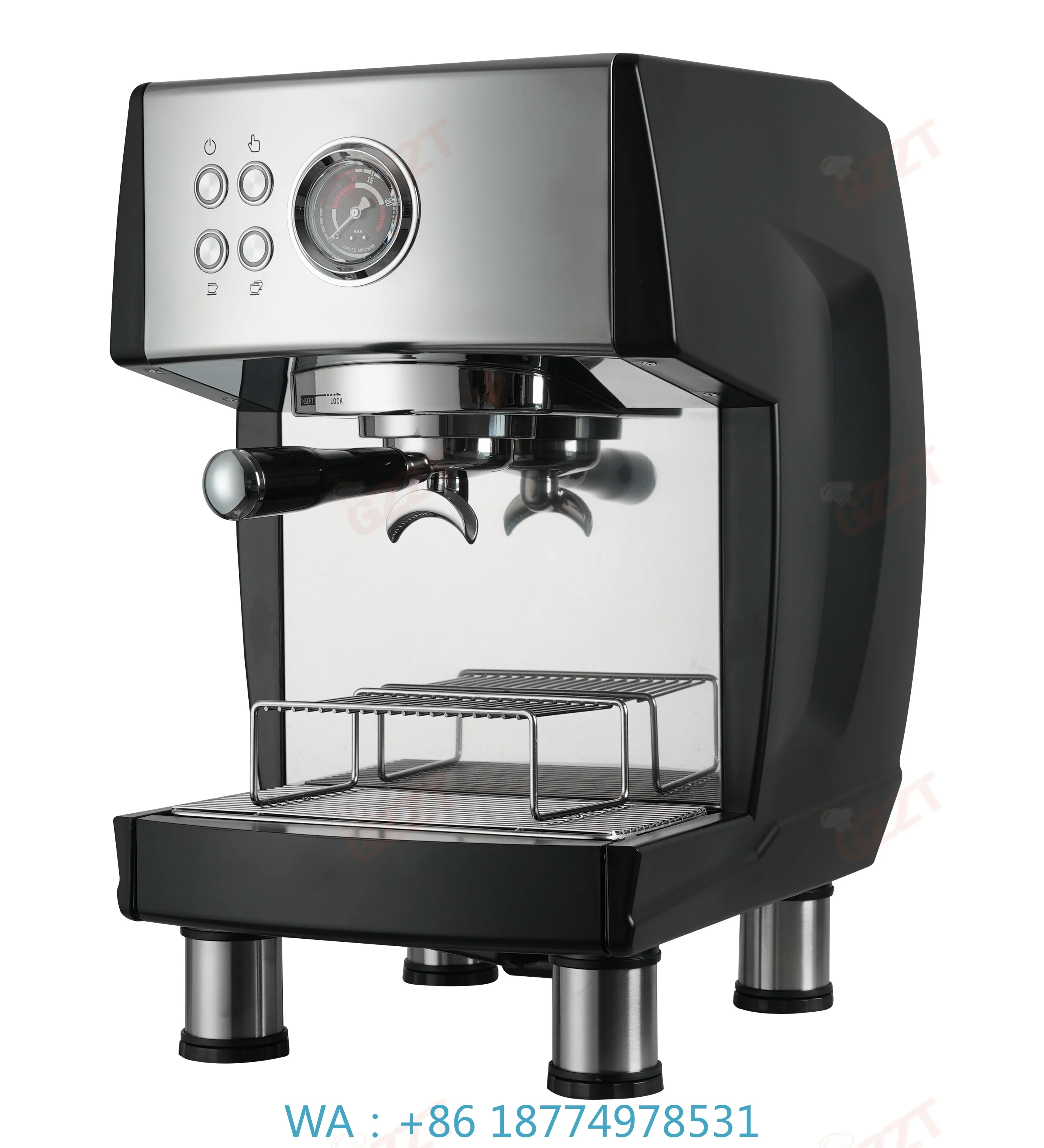 2 Thermo‑block System Semi‑automatic Espresso Brewing Maker, 58mm Saturated Brewing Head for Commercial Office Coffee Preparatio