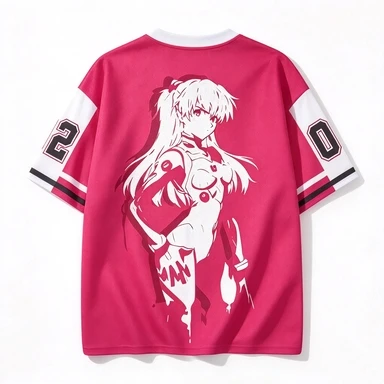 New Century Evangelion Asuka and Second Machine Fury Form Mesh Shirt High Ponytail Combat Suit Stylish Casual Top