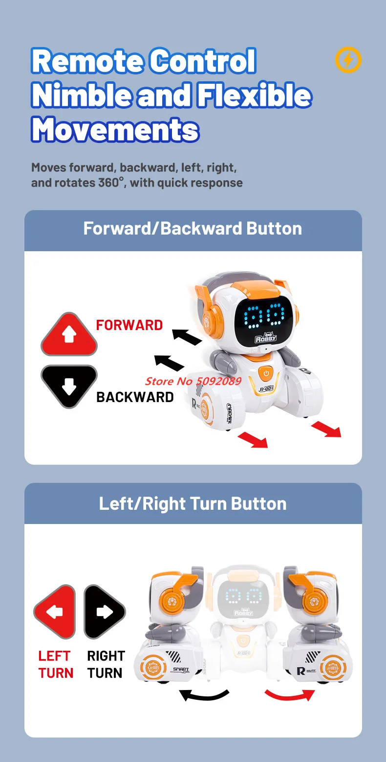 Smart Intelligent Robot Forward Backward Left Right Turn Programmed Patrol Dance Touch Birthday Presents Toys Gifts