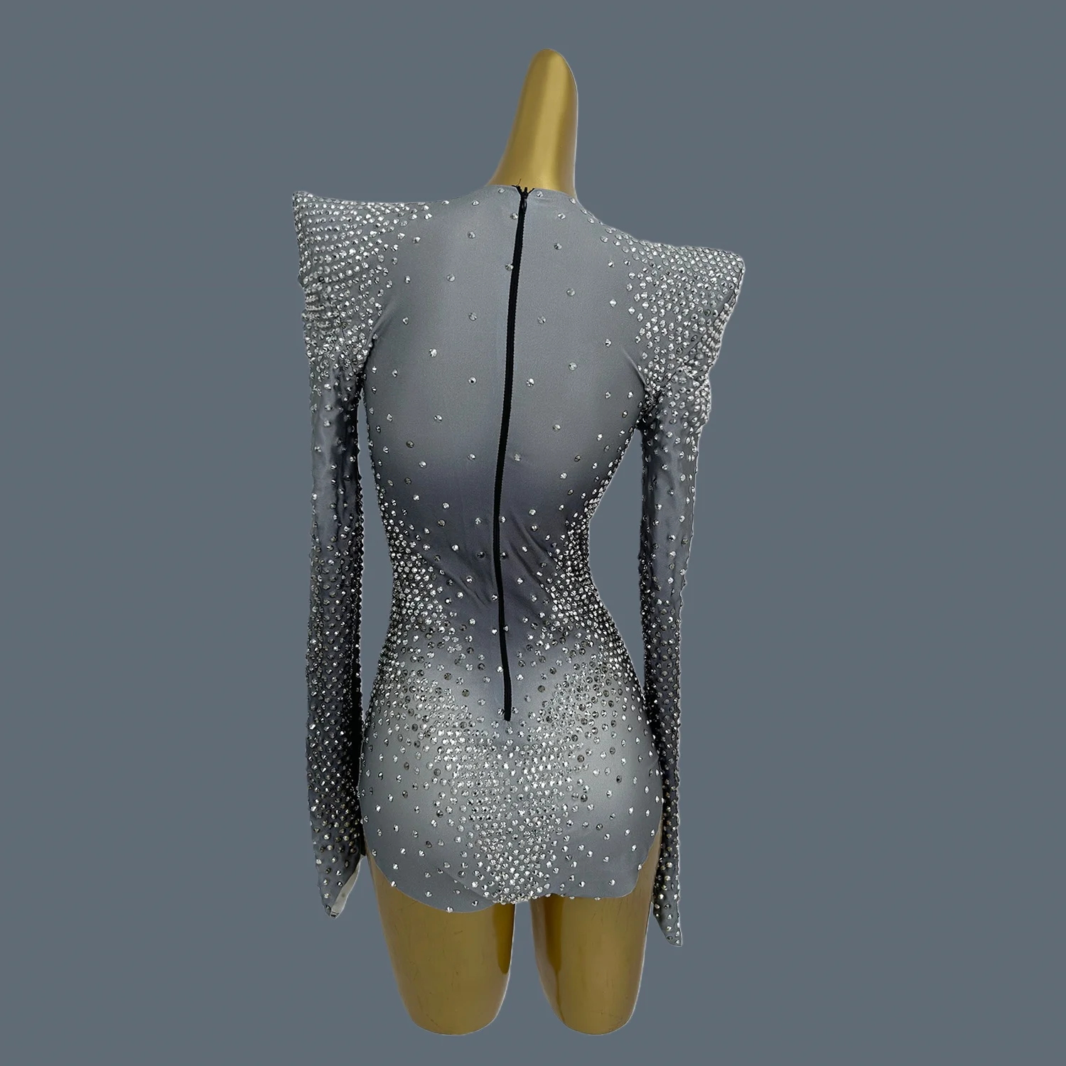 Sparkly Full Rhinestone Club Bar Tight Fitting Bodysuit Sexy Prom Spandex Women Birthday Party Dance Bodysuit Long Sleeves Duyin
