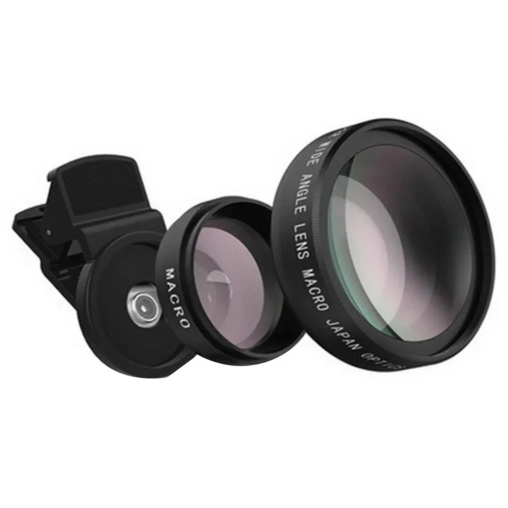 

Clip-on Design Lens 2-in-1 Lens Kit Aluminum Alloy Optical Glass Aluminum Alloy Lens Kit Macro Lens Wide Angle Lens