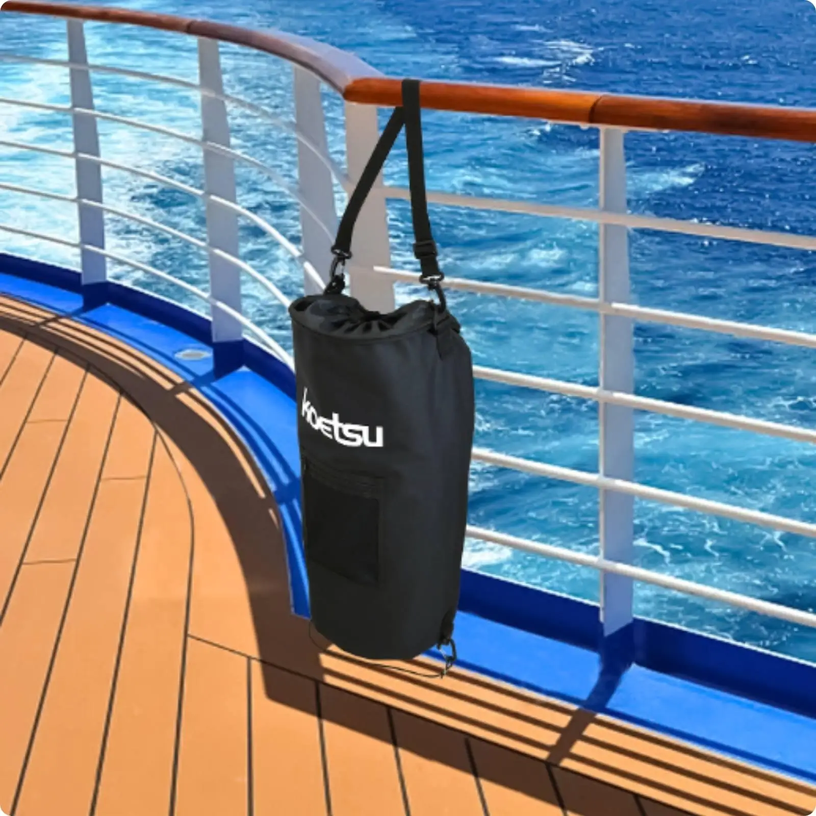 Durable PVC Yacht Waste Container with Side Straps and Front Pocket for Boat Garbage Storage