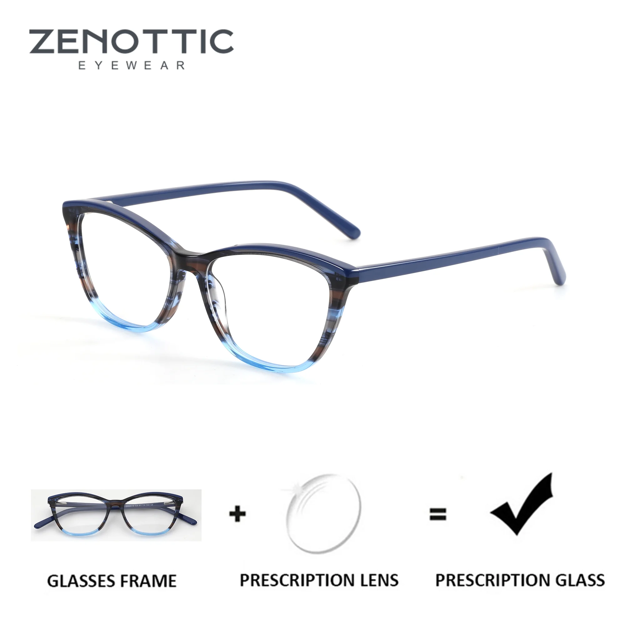 

Очки ZENOTTIC (размер XXS) с ацетатной оправой в форме бабочки для женщин, с прогрессивными оптическими линзами, защищающими от синего света, с рецептурой