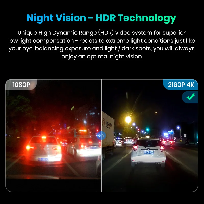 WiFi 4K 1080P Night Vision Car Dash Cam 2 inch Ultra HD 2160P 60fps GPS ADAS DVR Camera Recorder with S0ny 323 Rear 