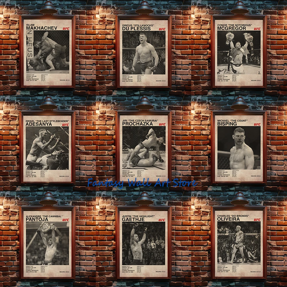 UFC Fighter Legend Boxer Champion Vintage Poster Art Prints Mma Enthusiast Retro Indoor Wall Art Home Decor Canvas Painting Gift