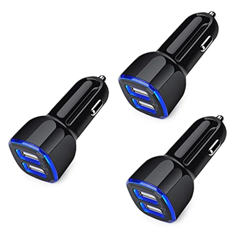 

Car Charger for iPhone, 3Pack 2.4A Dual Port Fast Charge Car Lighter USB Adapter Car Plug Charger for iPhone 16e 16 15 14 13 12