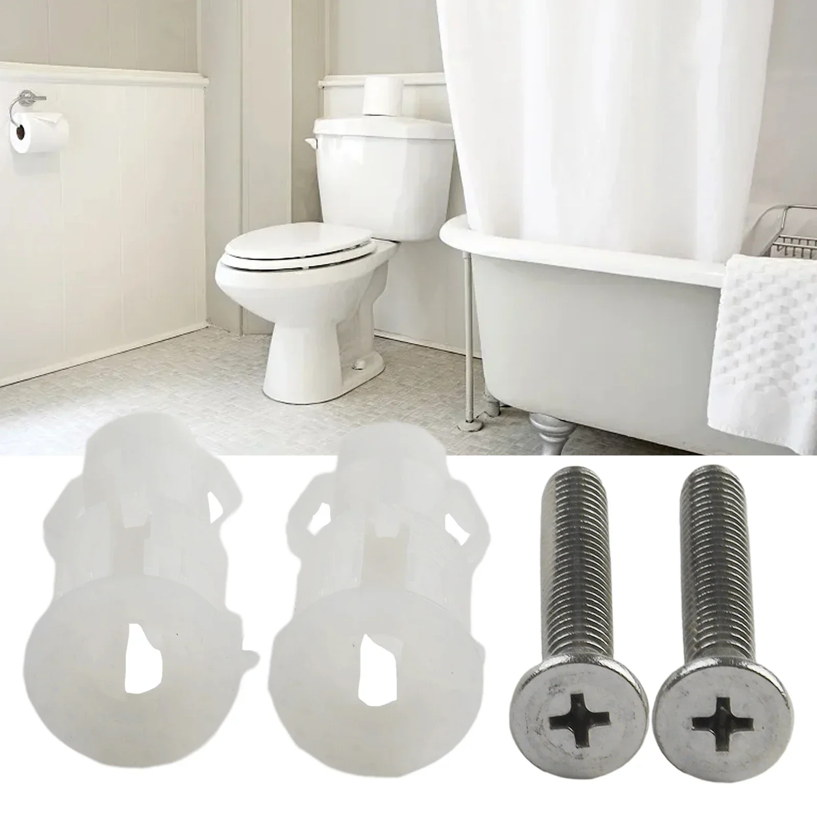 Functional Toilet Lid Fixing Bolt, Sturdy Installation, Stainless Steel Nylon Expansion Screw Nut Accessories Set of 2