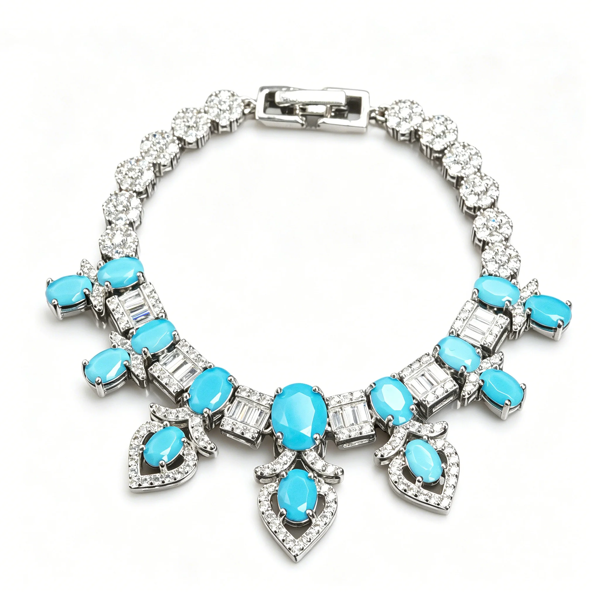 

Винтажный искусственный овальный бирюзовый теннисный браслет из серебра 925 пробы, элегантное ювелирное украшение для женщин, подарок на фестиваль или день рождения