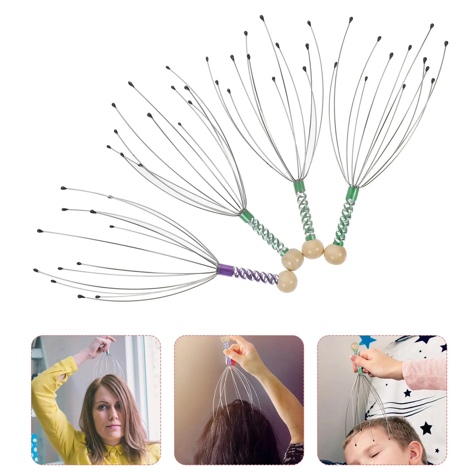 

4pcs Head Massager Scalp Portable Ergonomic Muscle Exercise Blood Circulation Body Massage Tool For Neck Shoulder Legs Arms