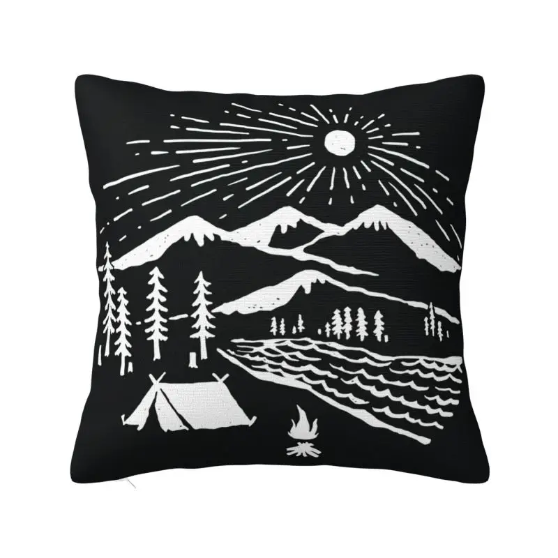 

Camping Hiking Adventure Nature Nordic Throw Pillow Cover Home Decor Travel Hiking Cushions for Sofa