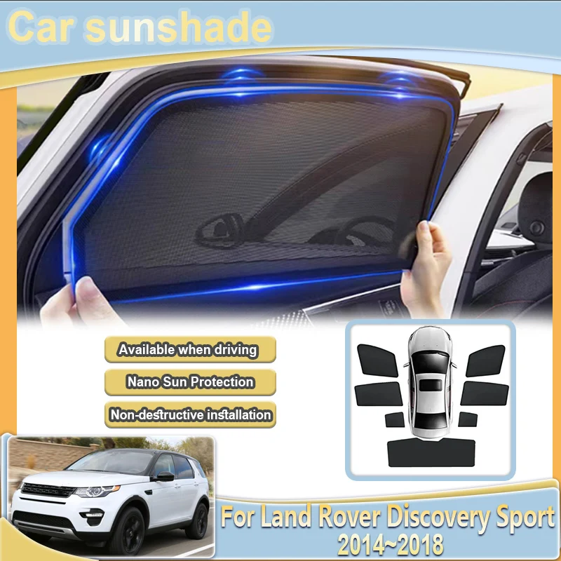 

Для Land Rover Discovery Sport L550 2014 ~ 2018 автомобильный солнцезащитный козырек, блокирующие шторы, защита от ультрафиолета, козырек, автомобильные аксессуары