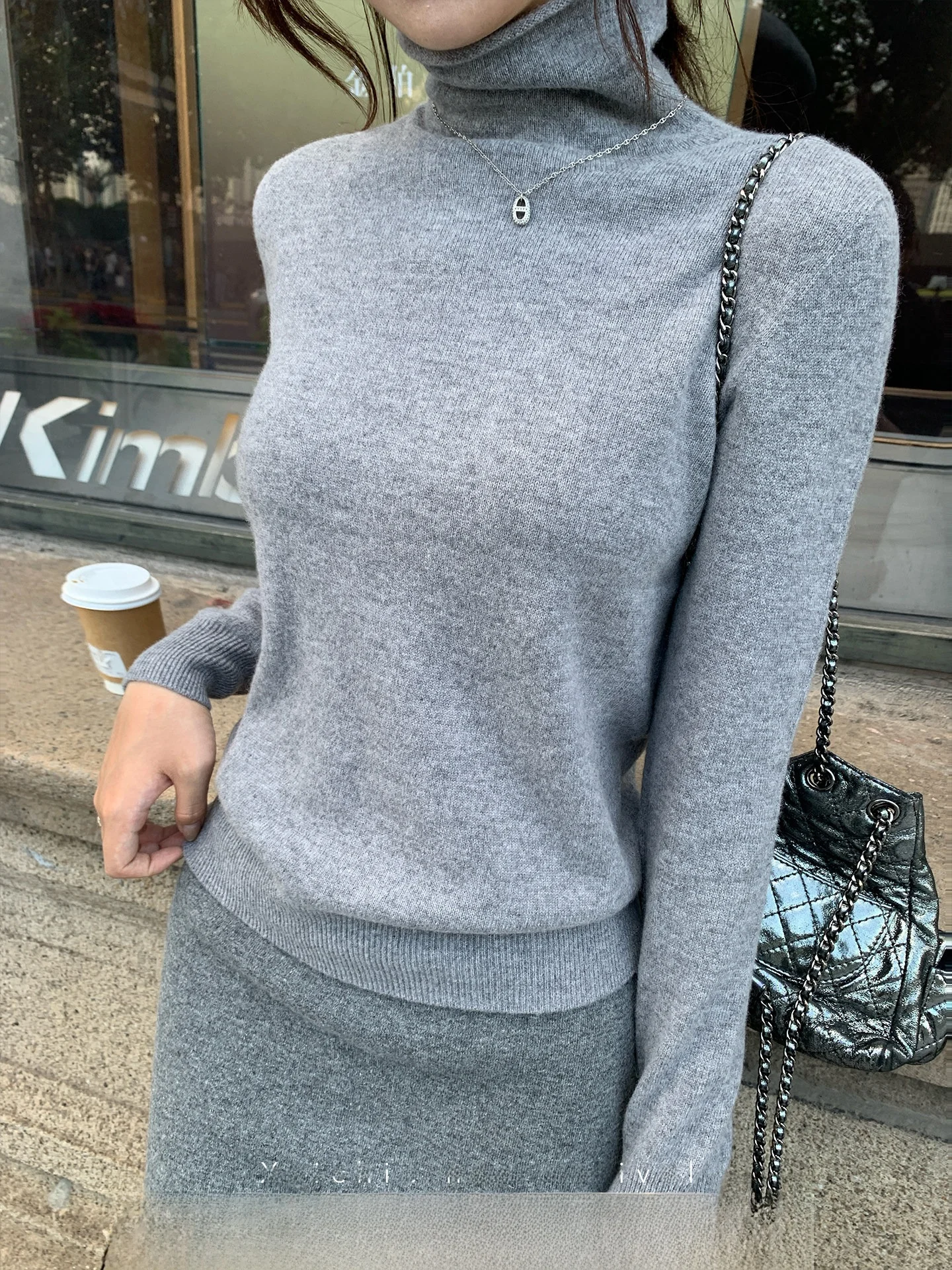 

Xzichic Camere Wool Sl One-Piece Knitted Sweater High Ne Base irt Women's Faion Commute Sle Long Sve Winte...
