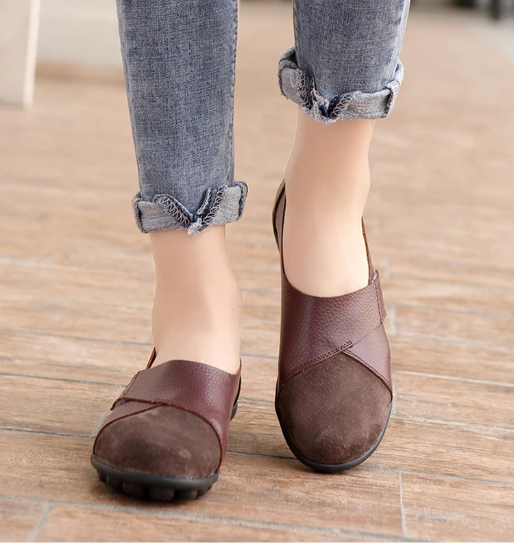 Frau Schuhe Weiche Leder Low Heels Schuhe frauen Elegante Wohnungen 2025, Casual Flache Schuhe Frauen Schuhe Neue Müßiggänger Zapatos mujer – Detail 13
