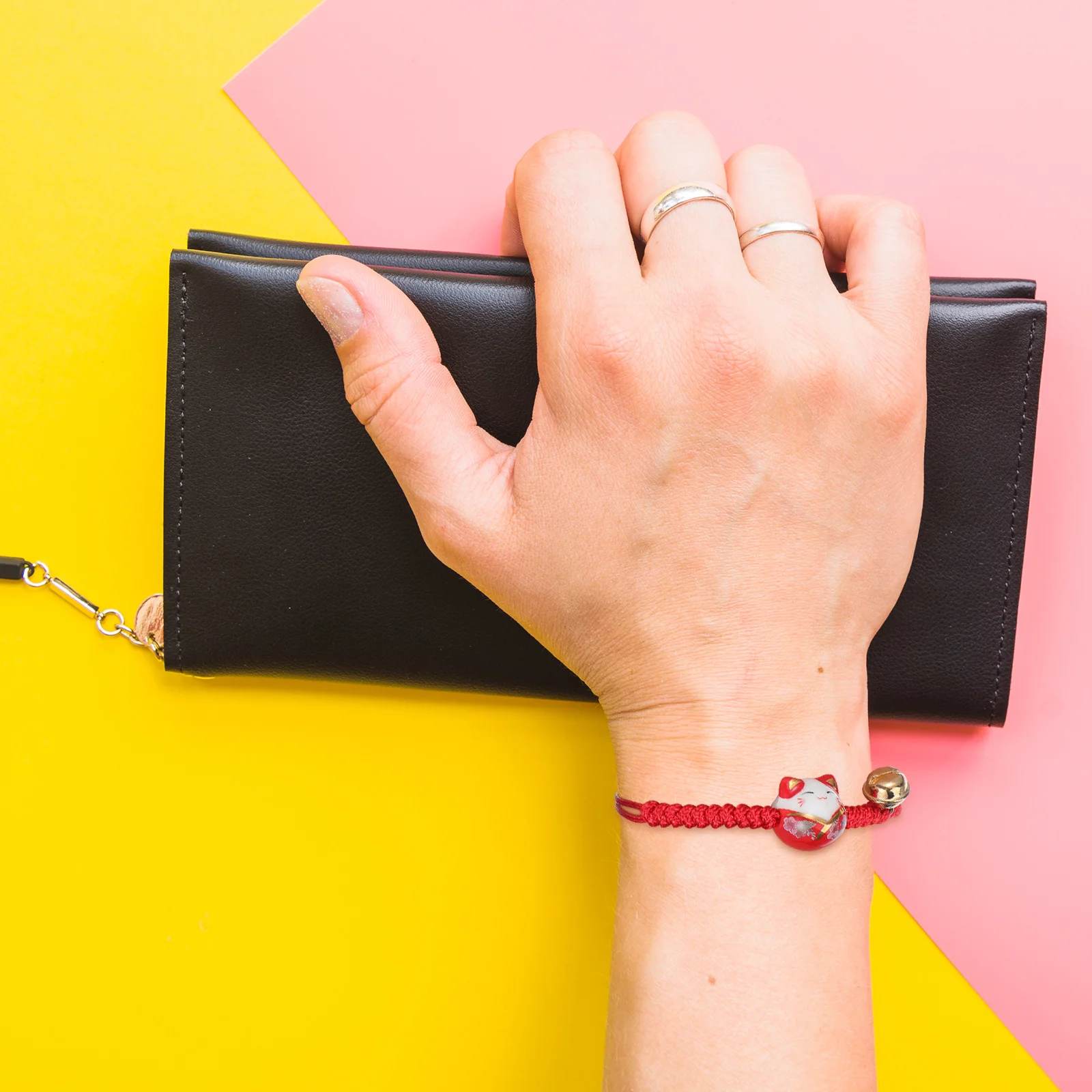 3 قطعة القط Maneki Neko سوار محظوظ سحر حبل قابل للتعديل معصمه جلجل جرس النمط الياباني حسن الحظ مجوهرات