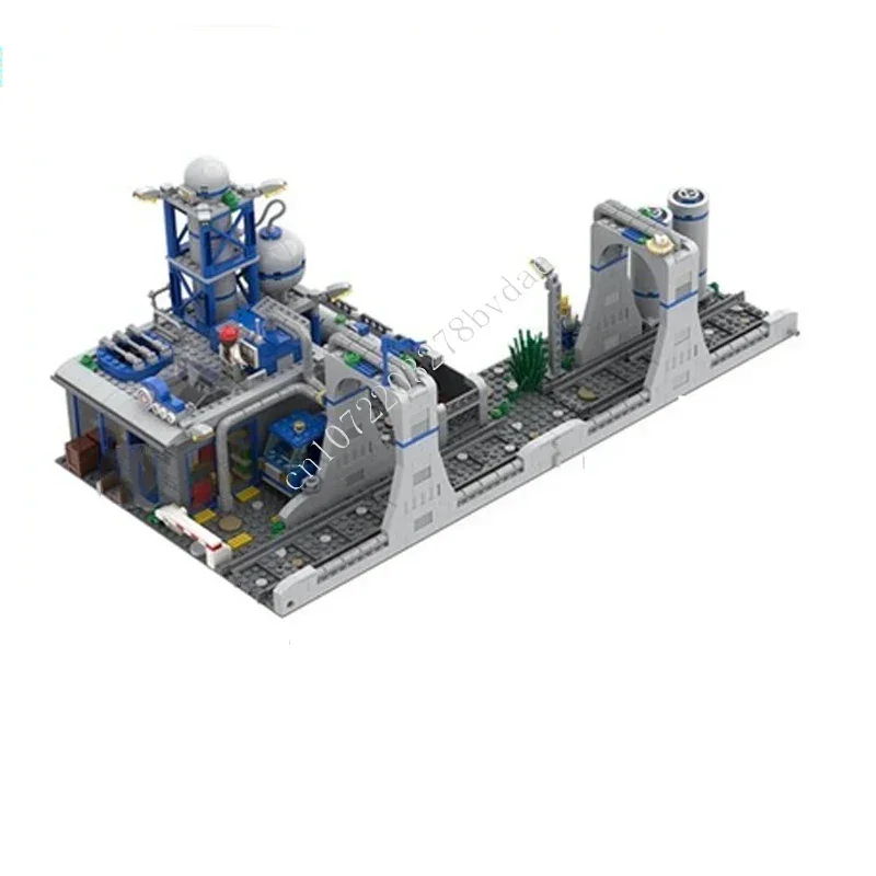1240PCS Industrial Building Train Track MOC Bio Reactor StreetView Custom Puzzle  Creative Christmas Toy Gift for Kids Ages