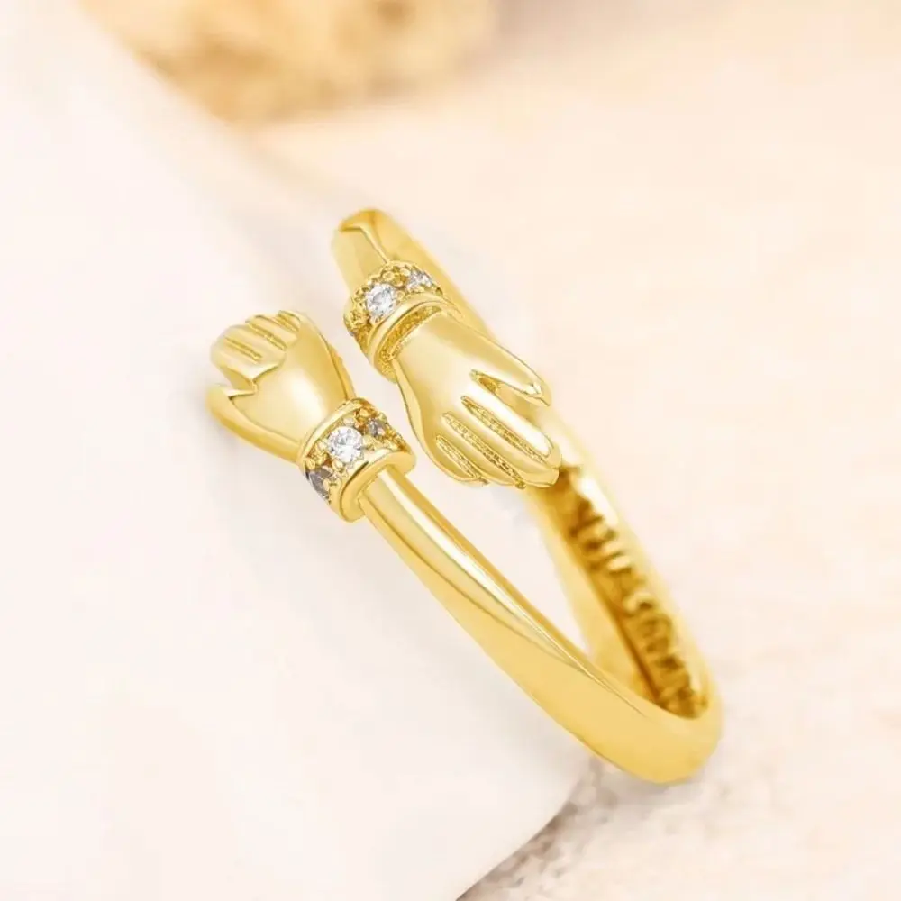 Always with You Hand Shaped Finger Rings Adjustable Romantic Open Ring Caved Letters Fancy Design Friendship Jewelry Love