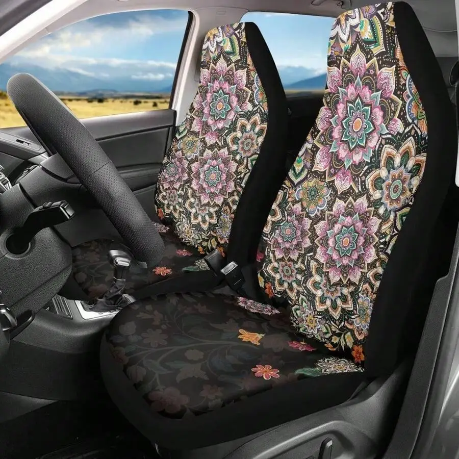 

Boho Mandala Print Car Seat Cover Front Universal Stretch Soft High Back For SUV Sedan