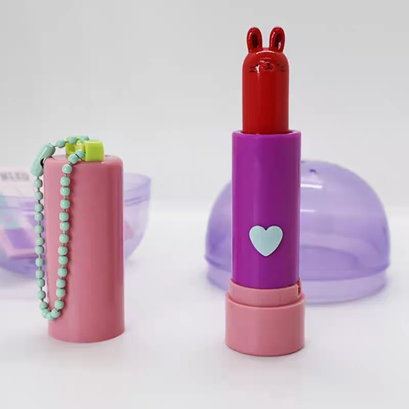 Qualia capsule toys cute kawaii Animal Lip Mascot Ball Chain cat rabbit dog pig bear lipstick girls gifts pendant gasha figures