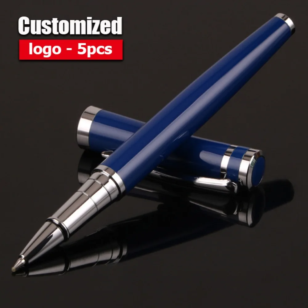 

5-40pcs High-quality Luxury Metal Signature Pens Wholesale Custom Logo Blue Ballpoint Pen Business Office Gifts Ball Pens