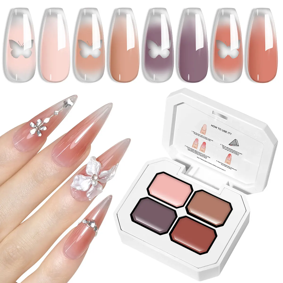 LIMEGIRL 4 Farbverlauf Malerei Gel 7IN1 Solide Nagellack Schnell DIY Design Gel Blume Farbe Gravur Gel Nagellack