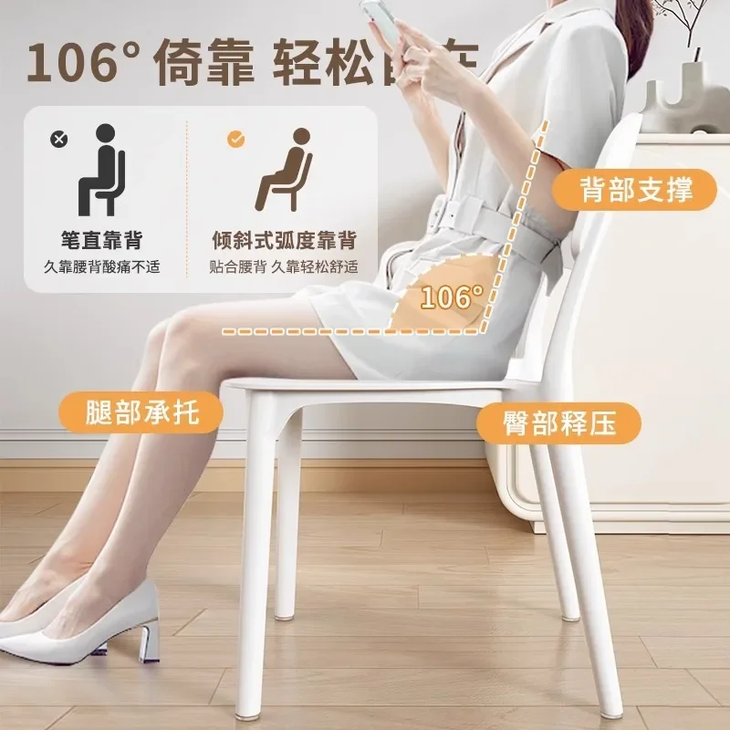 Home Thickened Plastic Chair Can Be Stacked Long Sitting Comfortable Dining Table Chair Designer Creative Backrest Stool