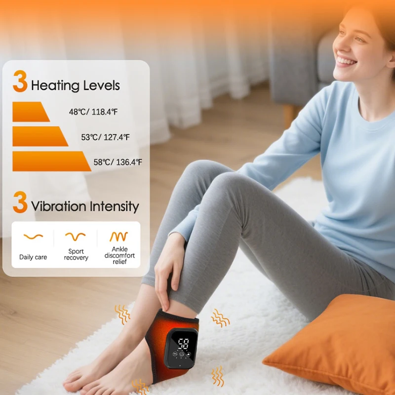 

Перезаряжаемый 5-скоростной горячий компресс, 3-скоростной вибрационный электрический массажер для лодыжки, для расслабления лодыжек и поддержки суставов