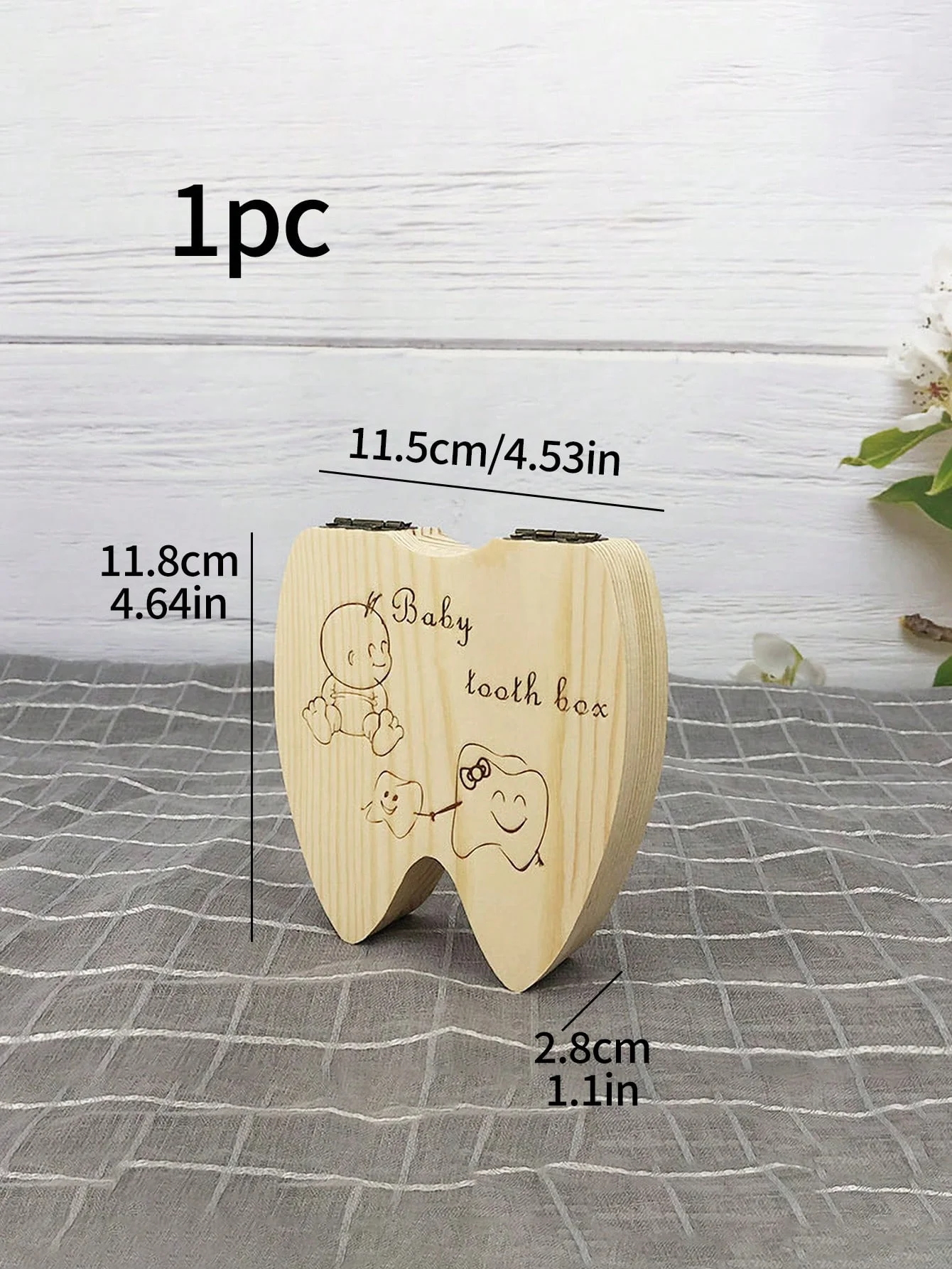 1PC Male Baby English Wooden Baby Tooth Box, Fetal Hair Umbilical Cord Tooth Collection Box, Infant Souvenir Box