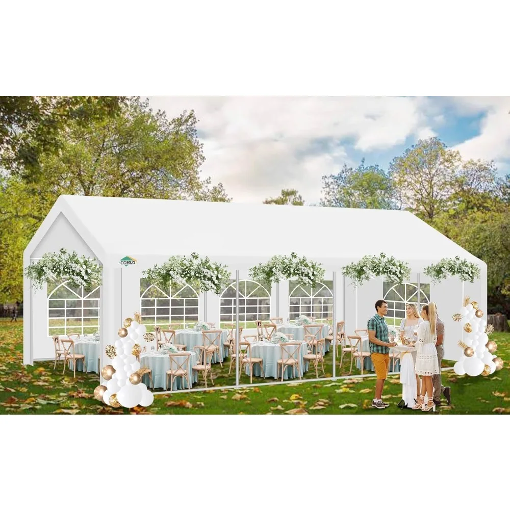 

13x26 Party Tent Heavy Duty, Galvanized Wedding Tent, Large Outdoor Gazebo with Removable Sidewall, Canopy