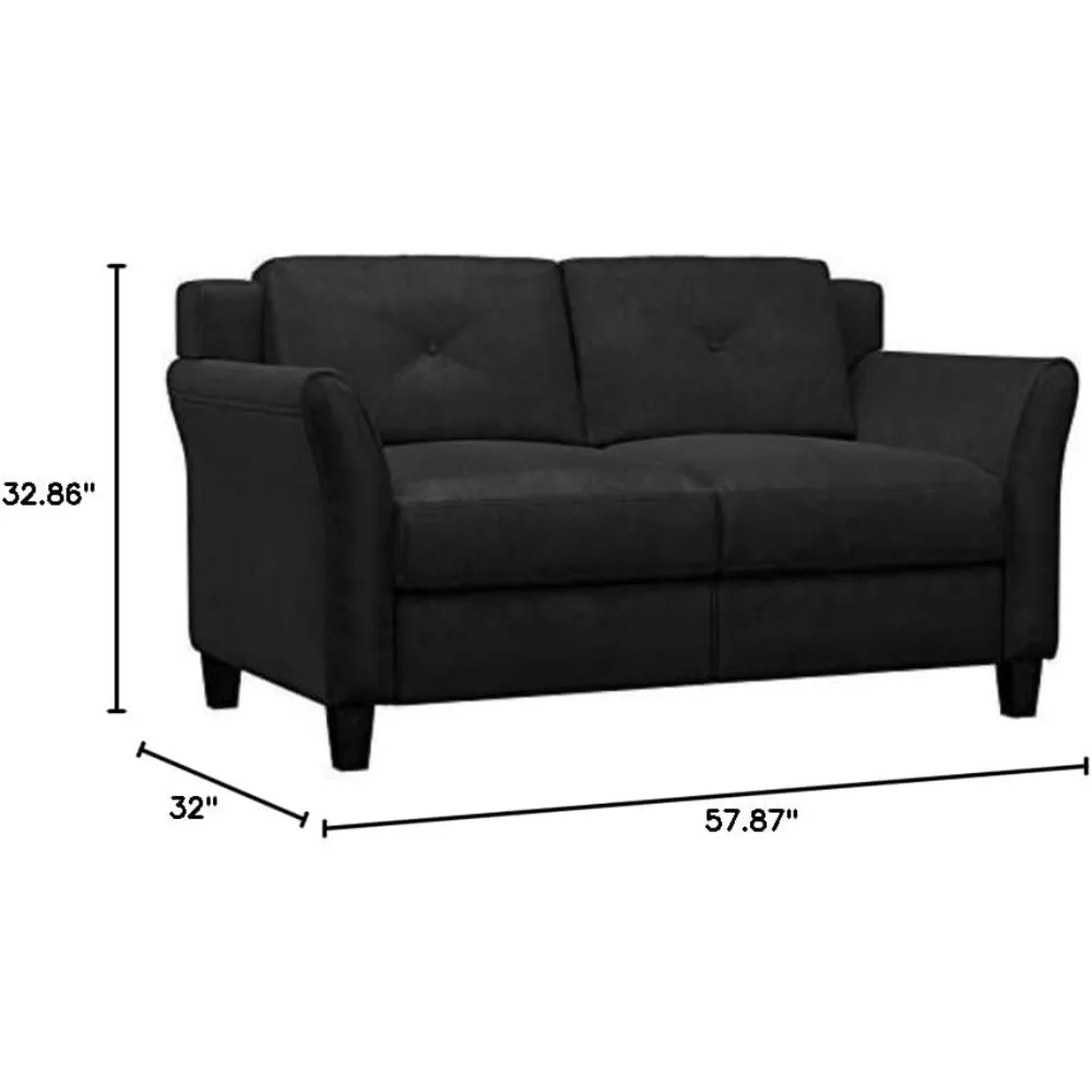 Modern Loveseat Sofa with Removable Armrests, for Living Room/Apartment,Hold up to 400 Pounds,Black