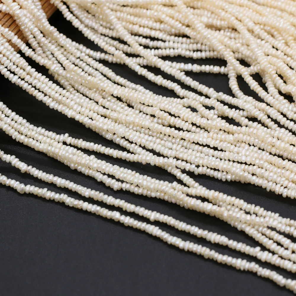 2-2.5mm White Natural Freshwater Pearls Flat Loose Spacer Beads for Jewelry Making Supplies DIY Necklace Bracelet Accessories