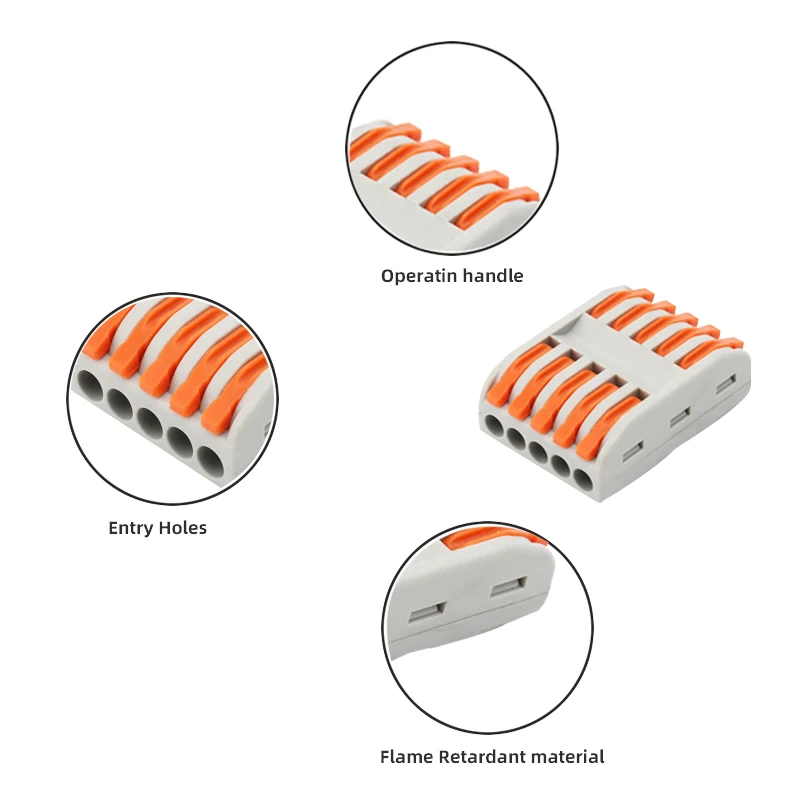 Electric Push-in Connectors Mini Quick Wire Connector 2 3 4 5 6 Pin Butt TYPE Home Electircal Wire Connectors Universal Compact