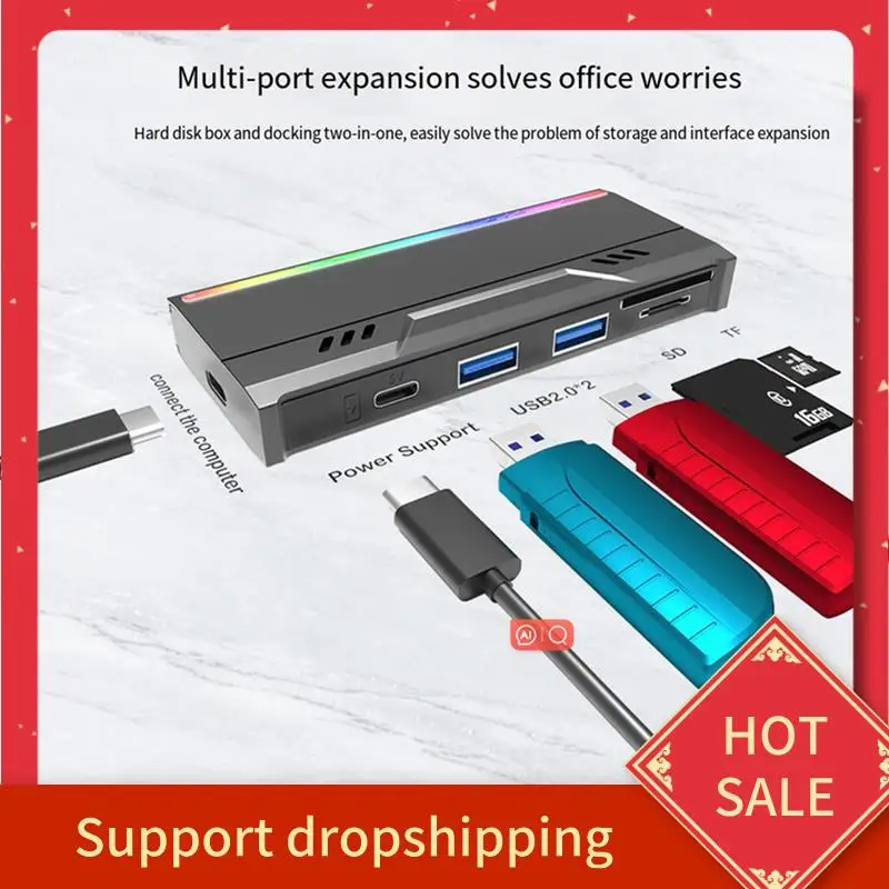 

B44C Multifunctional M.2 Hard Drive Enclosure Supports TF/S D Card NVME/NGFF Protocol Solid State Drive Enclosure Easy To Use -B