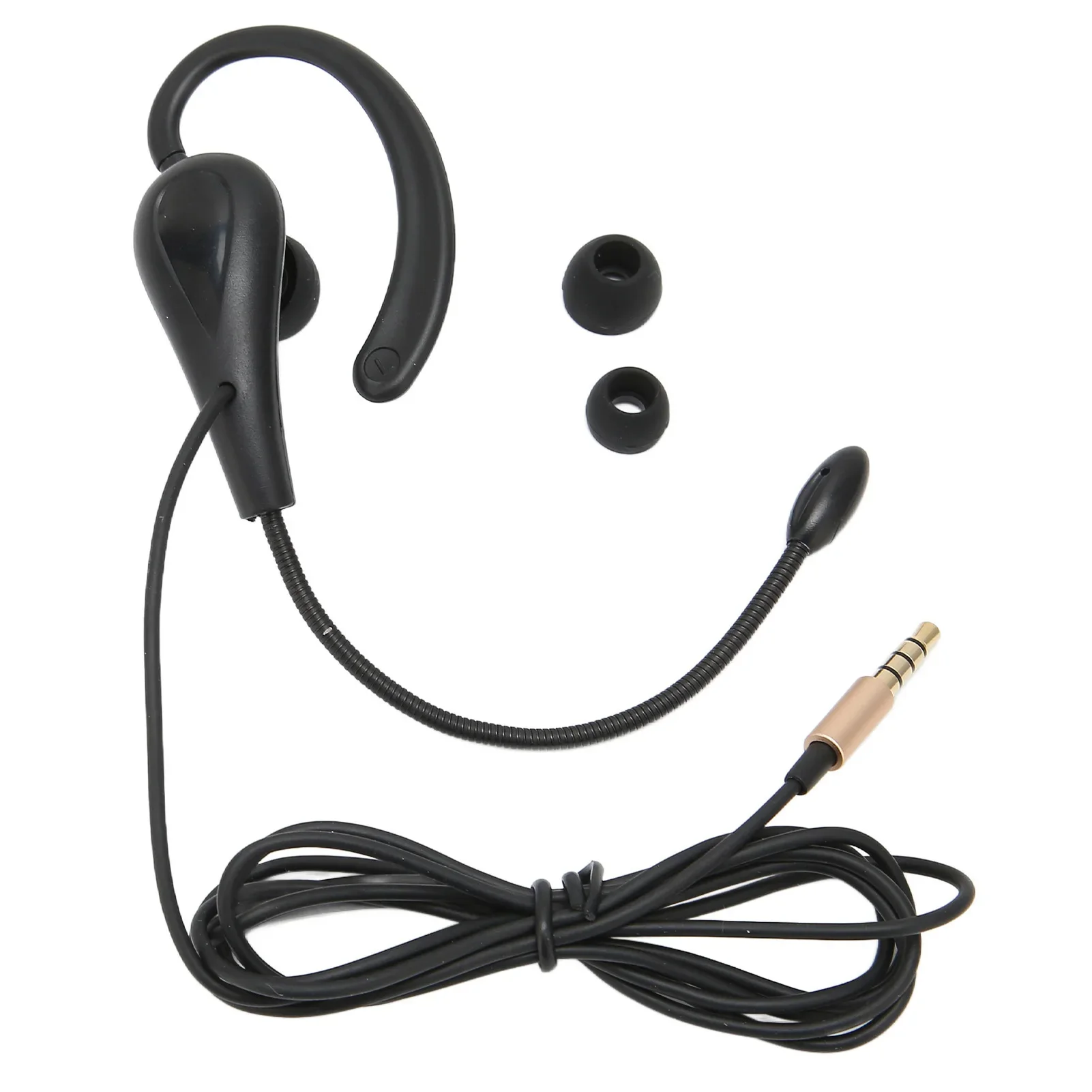 Call Center Headset Ear Hook Single Sided 3.5mm Customer Service Headphone with Microphone for Laptop Mobile Phones