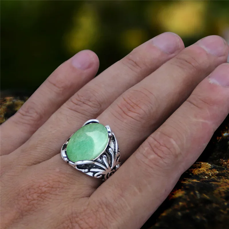 Vintage Natural Stone Jades Rings For Women Real Silver Plated Natural Pink Quartz Ring Fashion Jewelry Free Shipping