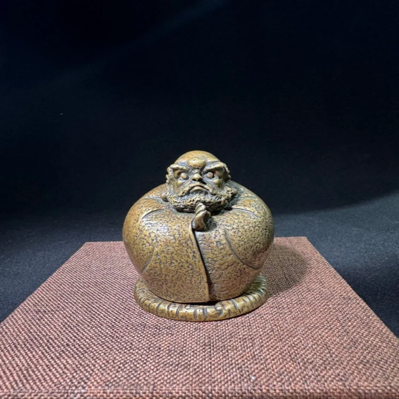 

Bronze Patriarch Brass Hollow Daruma Zen Small Copper Incense Burner