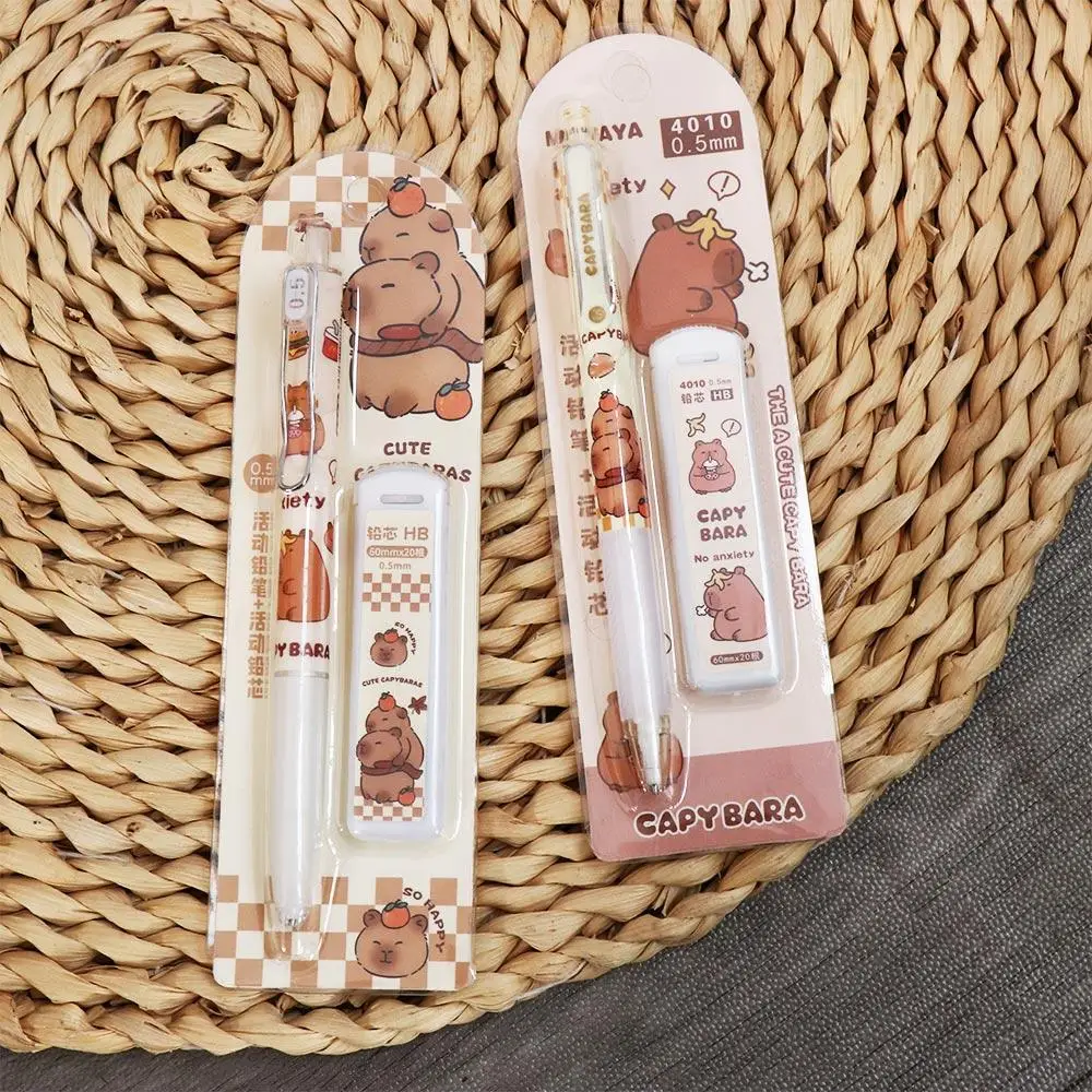 Kids Gift Capybara Mechanical Pencil Animal Cartoon Automatic Pencil Kawaii Sketch Propelling Pencil Stationery Set