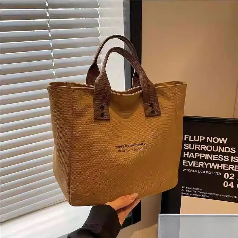 

Холщовая сумка-тоут однотонного цвета в японском стиле для бенто, портативная, для работы и прогулок, для переноски обедов, простая цветная модная ручная сумка-ланчбокс