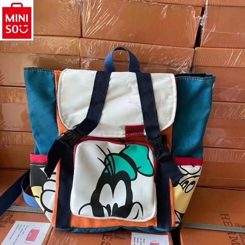 MINISO Disney Cute Mickey Cartoon Children's Backpack for Outdoor Travel Lightweight and Large Capacity Handheld Shoulder Bag