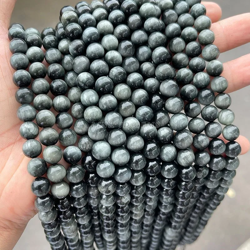 5A Quality Natural Eagle Eye Stone Beads Round Loose Spacer 6 8 10 12mm Pick Size For Jewelry Making Diy Necklace Bracelet