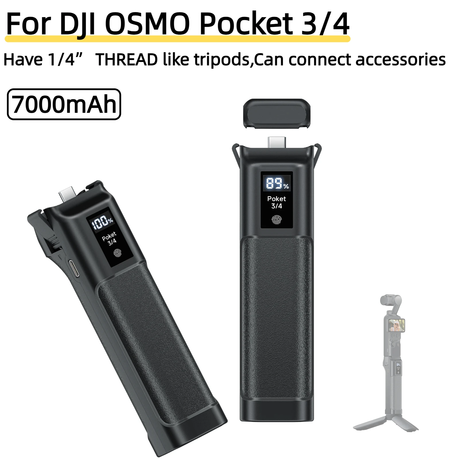 7000mAh Battery For DJI Osmo Pocket 3 For DJI Osmo Pocket 4 / 4P Fast Charging Battery,Smart Digital Touchscreen Display