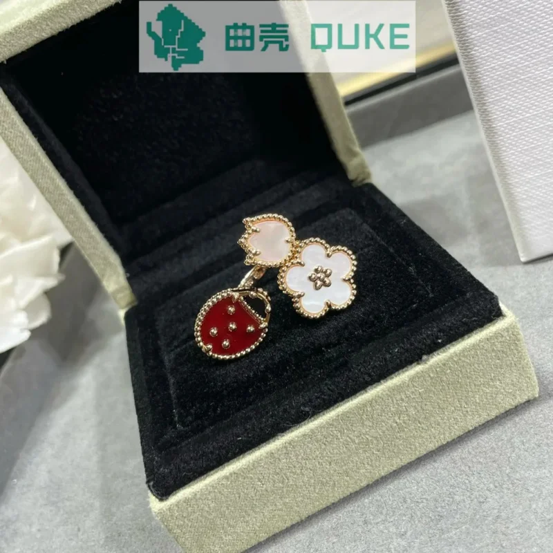 

Free ShippingV Gold Precision Ladybug Plum Blossom Open Women's Instagram Fashion Personality Ring Birthday Gift