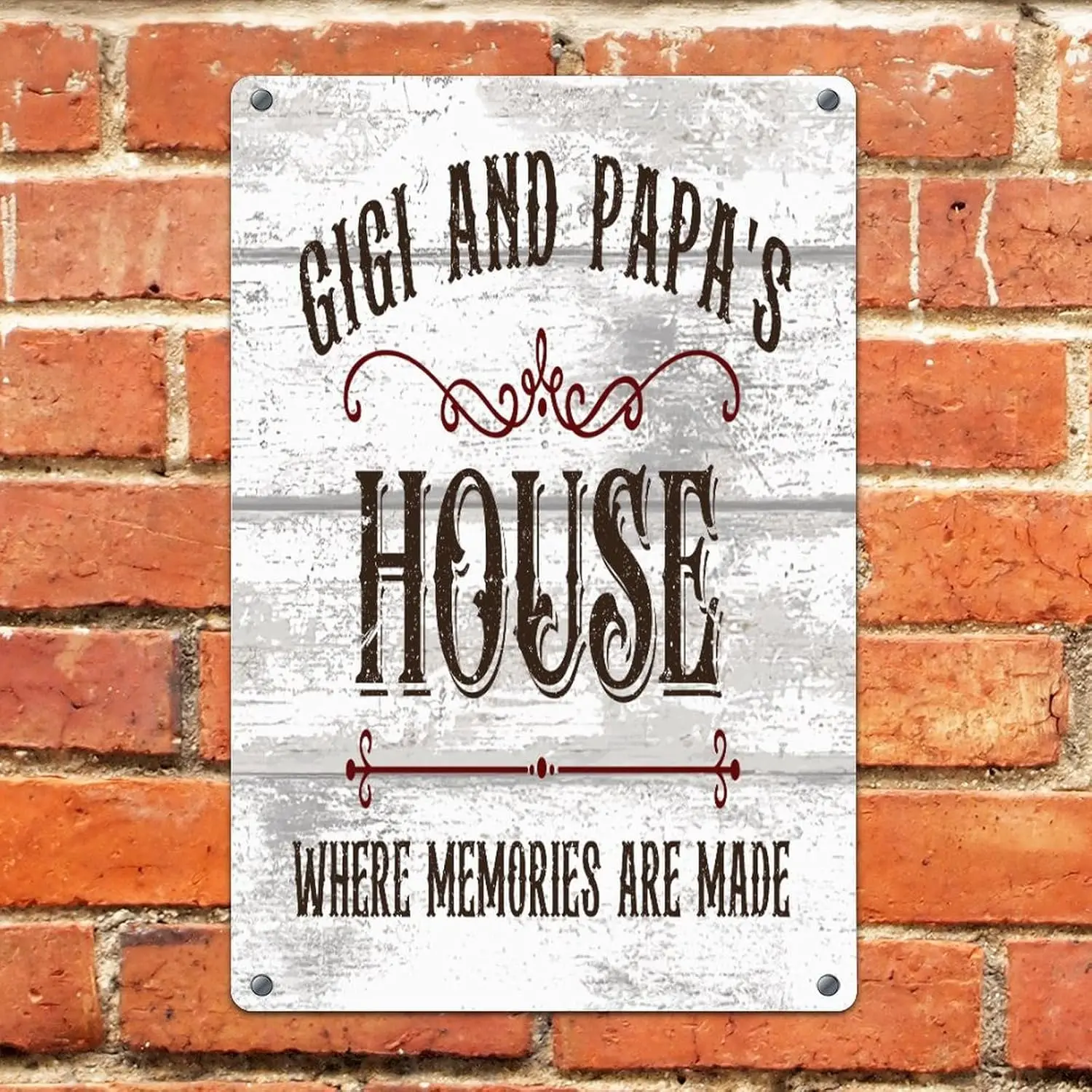 GIGI AND PAPA'S House Where Memories Are Made 8x12in Metal Tin Sign Farmhouse Men Porch Office Wall Decorations Garage Signs