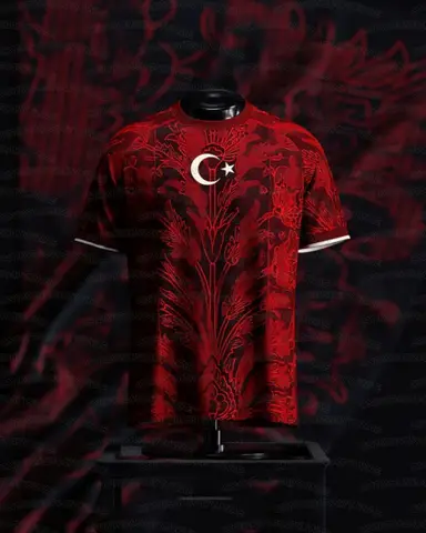 26 Summer Men's Women's Turkey Black&Red Special Edition Fans Soccer Jersey Lightweight Breathable Sportswear T-Shirt