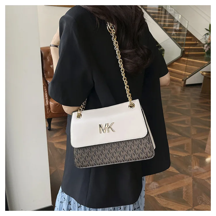 

Веганская кожаная сумка Pebbled 2025 года — сумка через плечо с весенней монограммой, трансформируемый ремешок-цепочка, модная