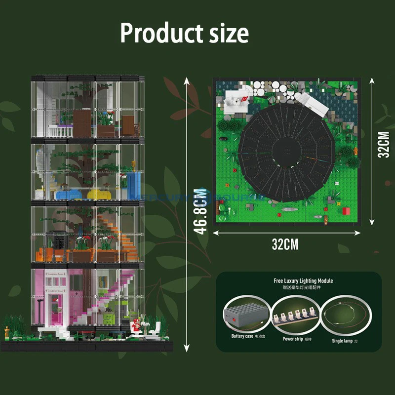Transparante Toren Bouwstenen Moc 16013 Stad Straat Uitzicht Botanische Tuin Serre Architectuur Model Blokken Ideeën Speelgoed Cadeau Set