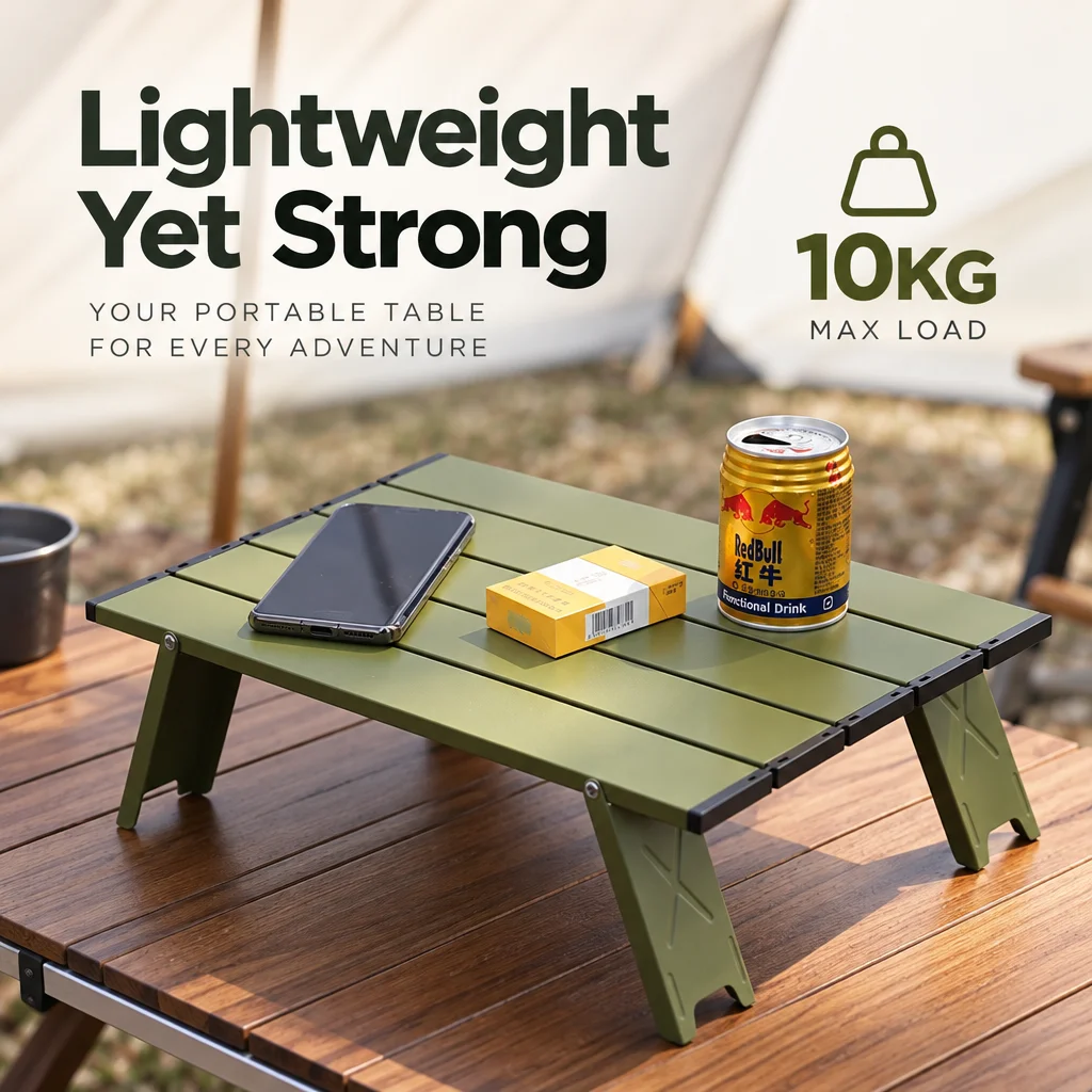 Mini Folding Camping Table Portable Ultralight Collapsible Small Side Table Compact Outdoor Desk For Picnic Beach Fishing Travel