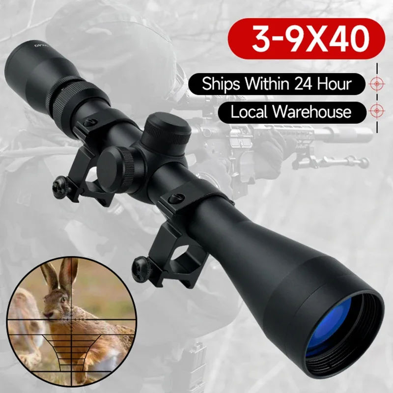 

3-9x40 Hunting Riflescope Optical Scope Tactical Adjustable 11/20mm Rail for Air Rifle Optics Hunting Airsoft Sniper Scopes