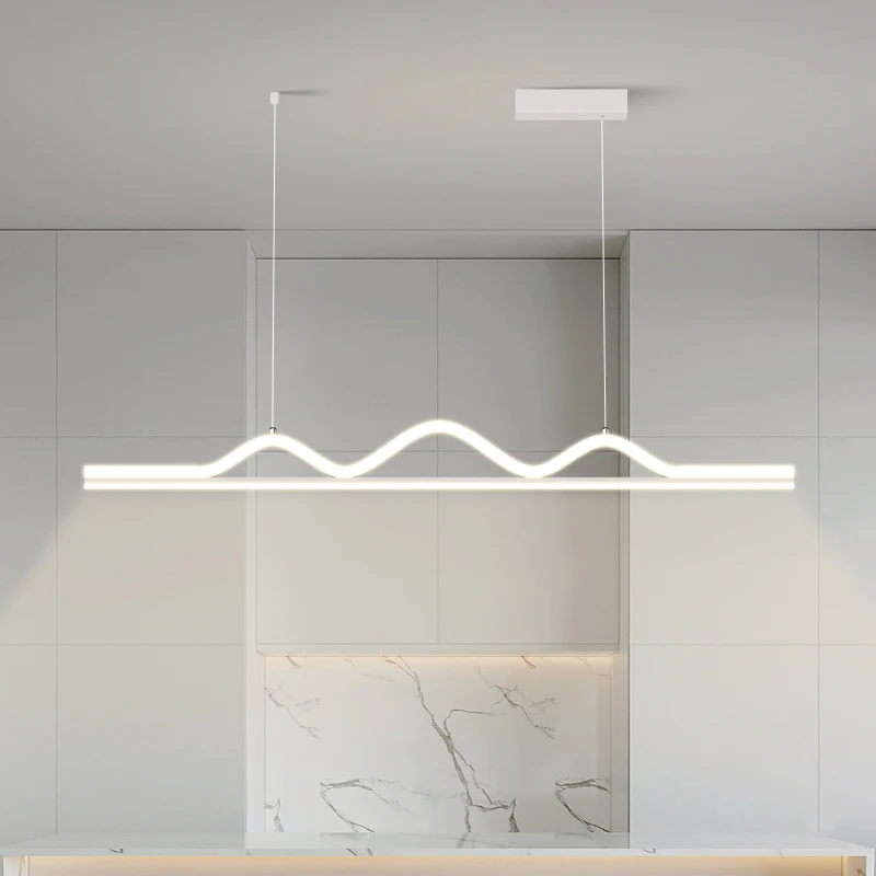 

Minimalist Long Strip Art LED Pendant Light Dinning Room Creative Home Restaurant Light Dining Table Luxurious Lighting Fixtures