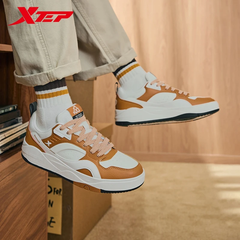Xtep Low Top Skateboarding Shoes for Men  Winter Leather Warm Lightweight Fashionable Versatile Casual Sneakers 976419310009